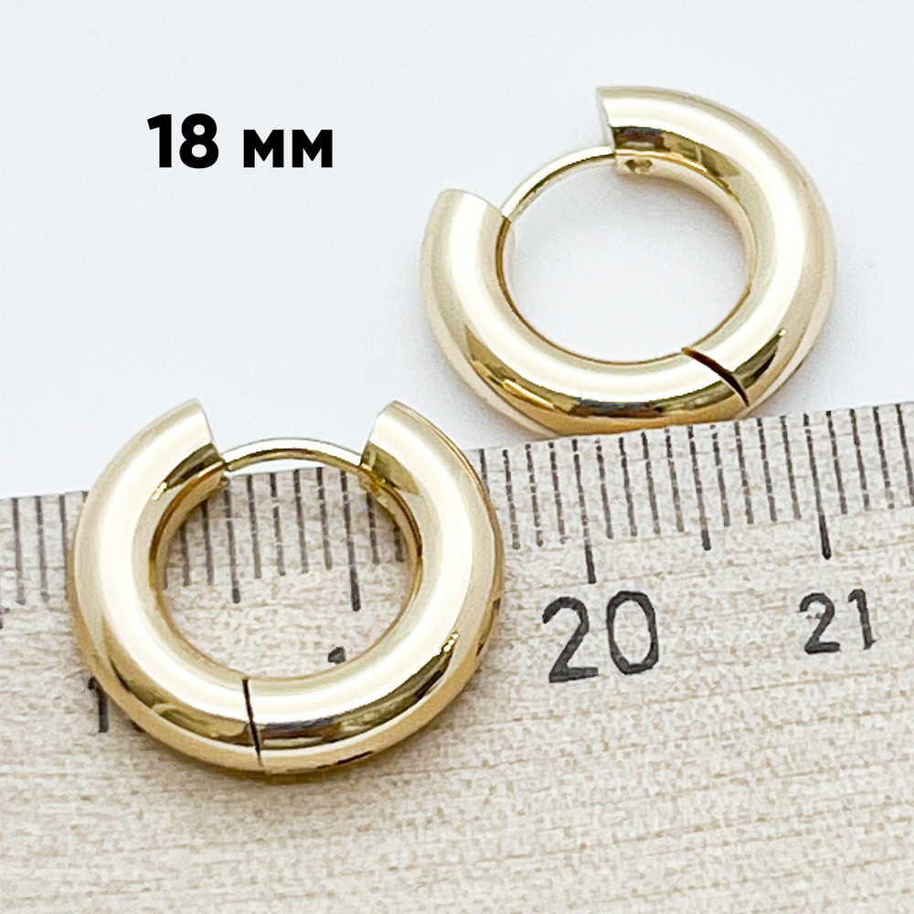 Швензы-кольца, позолота, размер 18*4 мм, цена за пару