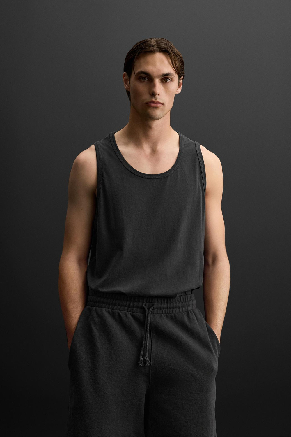 ZARA МАЙКА ИЗ ХЛОПКА, ЧЕРНЫЙ