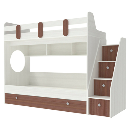Кровать двухъярусная КарИВи Фортуна-3 Белое Дерево Бодего Темный