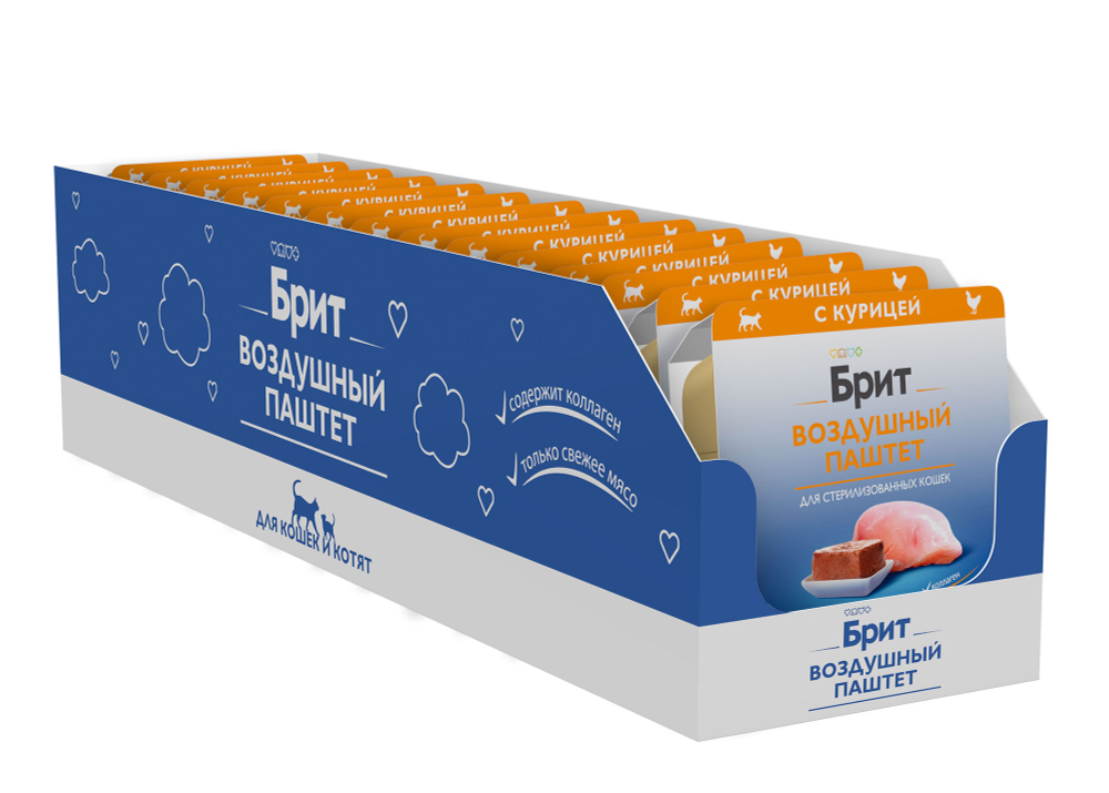 Brit Premium Воздушный паштет с курицей для взрослых стерилизованных кошек 100 г