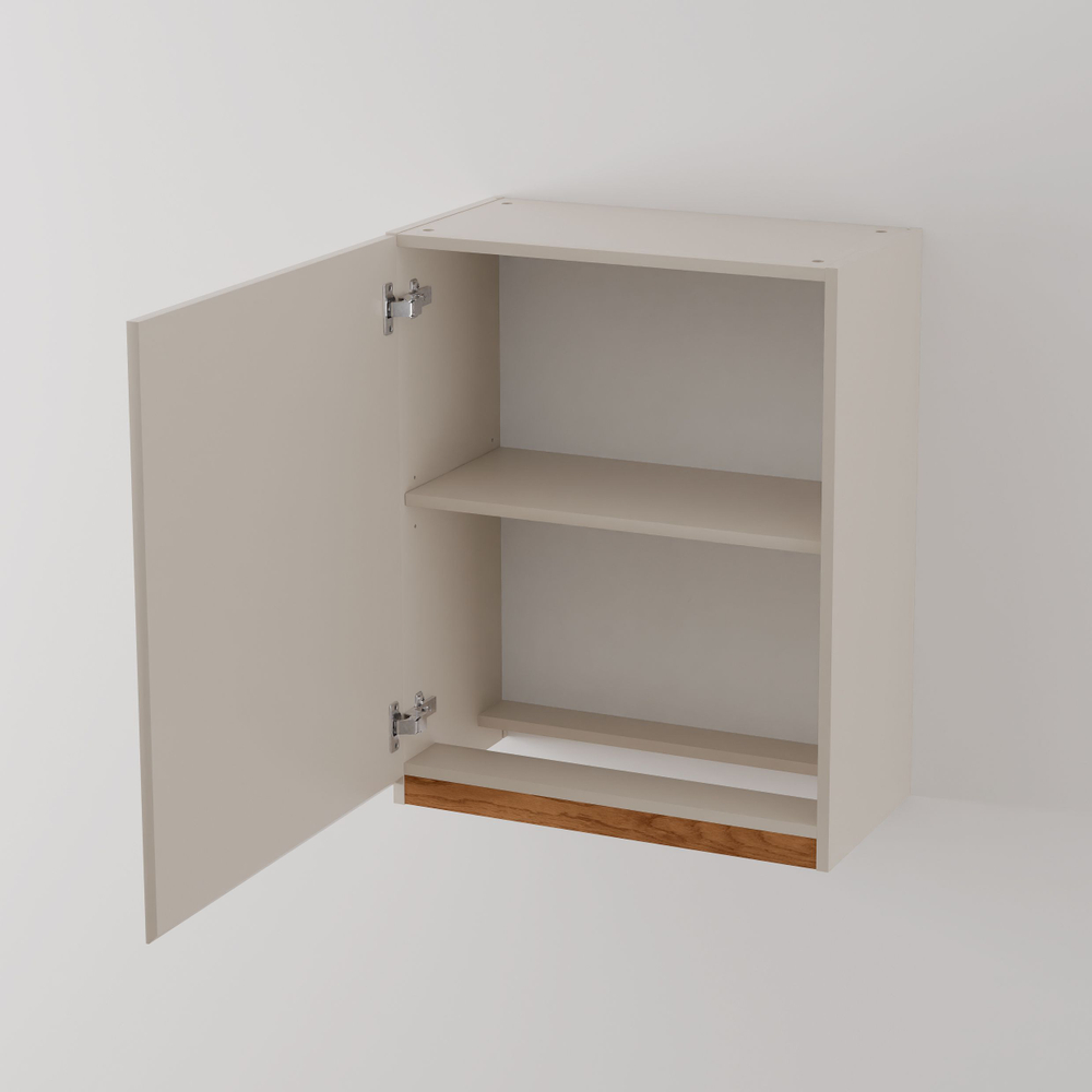 Шкаф кухонный навесной 60х32х75, Виго, для сушки посуды / кухонный модуль с дверцей и полкой / персидский жемчуг, массив дуба, серый, Dipriz