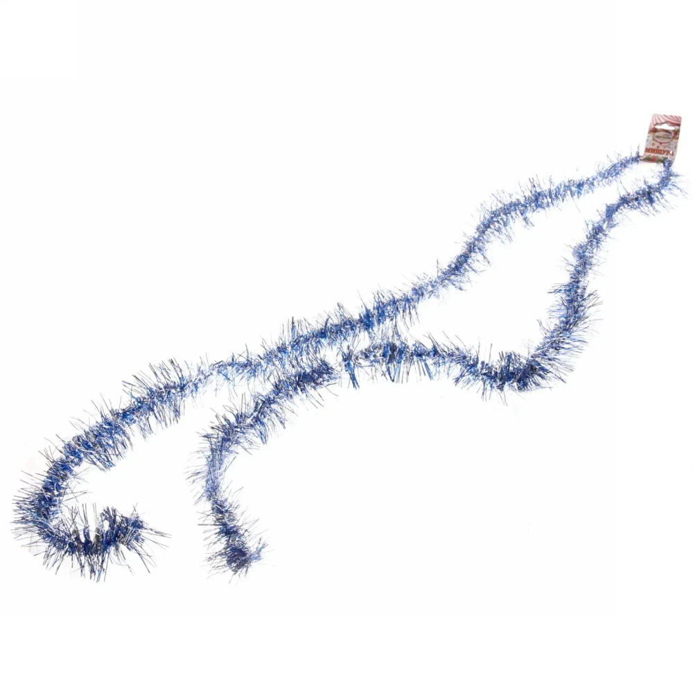 Мишура 2 м 7 см «Фонарик мерцающий», Синий/серебро