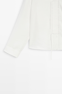 Massimo Dutti Блуза из льняной ткани с пуговицами, белый