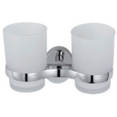 Стакан для зубных щеток, двойной, стекло/металл, хром, Frap, F1608