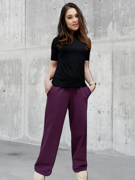 20622 Брюки женские палаццо внизу на резинке футер 2-х нитка виолет (52-164)