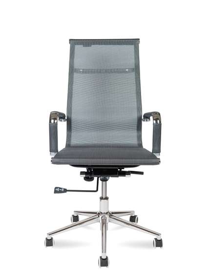 Кресло офисное Норден / Хельмут только Москва / УЦЕНКА (grey) сталь + хром / серая сетка
