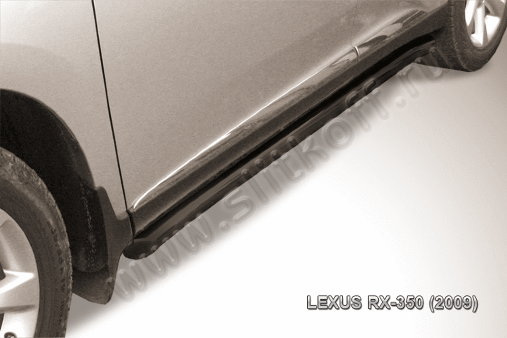 Пороги стальные Lexus RX-350 (2008-2012) d57 с гибами (черные)
