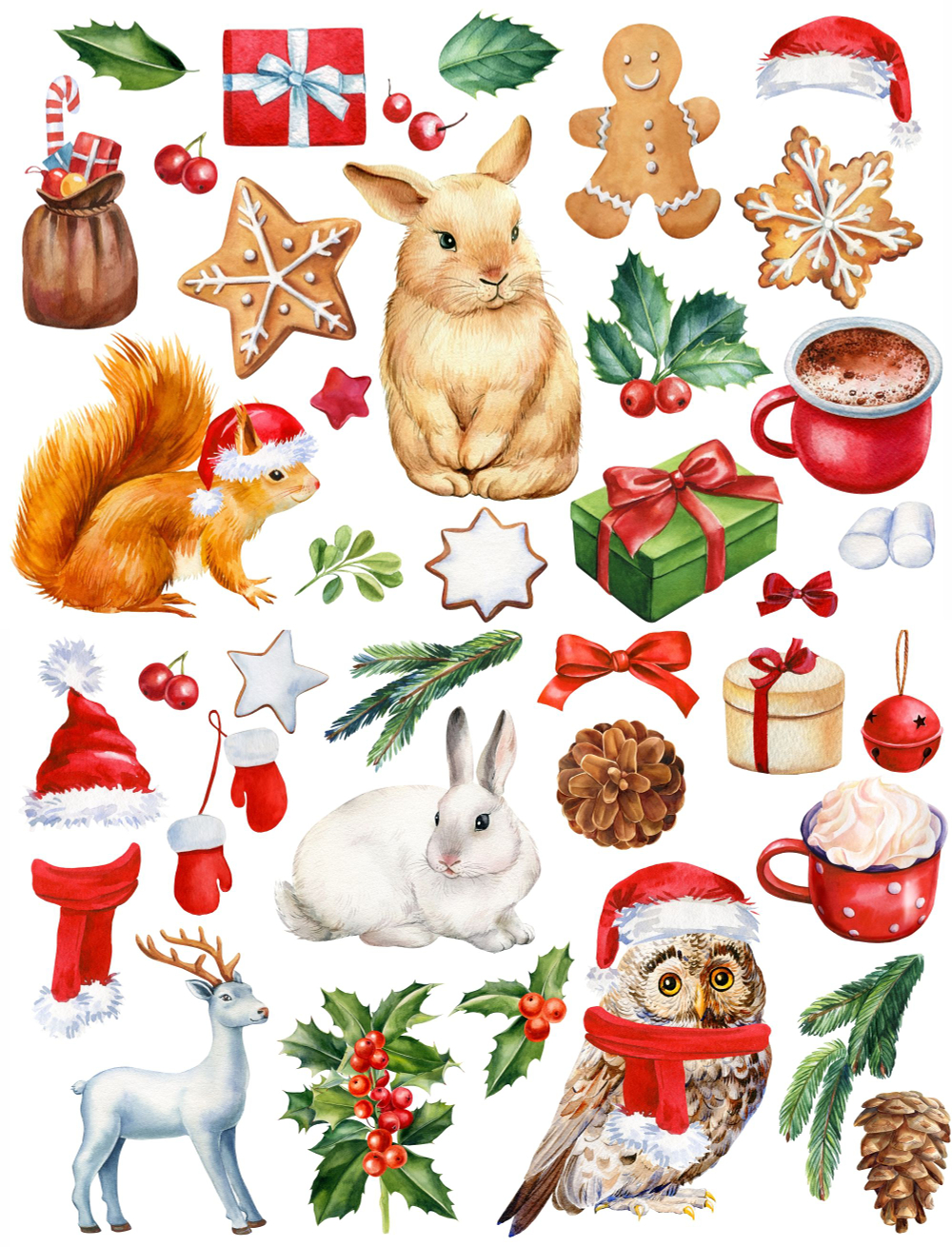 Новогодние наклейки стикеры на подарки, окна, декор для дома