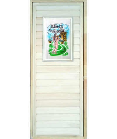 Дверь глухая с панно 2D "Банька по-белому"
