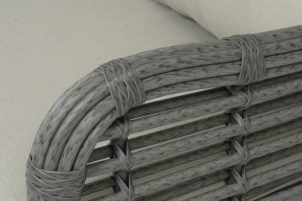 "Ницца" диван из искусственного ротанга трехместный, цвет серый