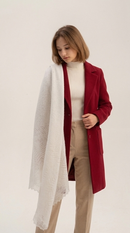 Оренбургский пуховый платок П2-125-02 экрю