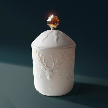 фарфоровый подсвечник со свечой Зимний лес — Leoleo handmade