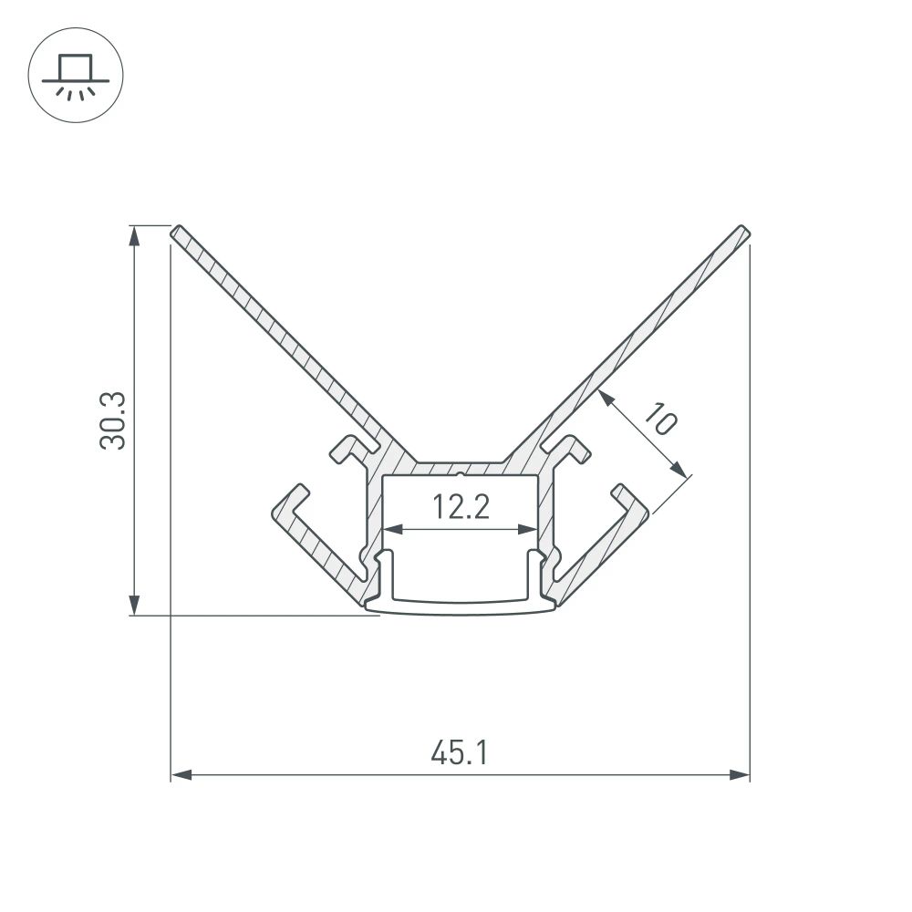 Профиль ARH-DECORE-S12-EXT-2000 ANOD внешний (Arlight, Алюминий) 023889