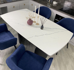 Стол М-City DISAUR Ольхон 180 Белый мрамор матовый, керамика, Черный каркас