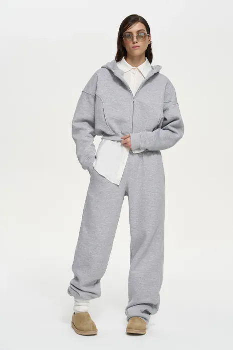 брюки ami new warm, серый меланж