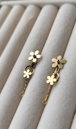 2003-з Швензы-гвоздики "Цветочки", 9*30мм, позолота, пара