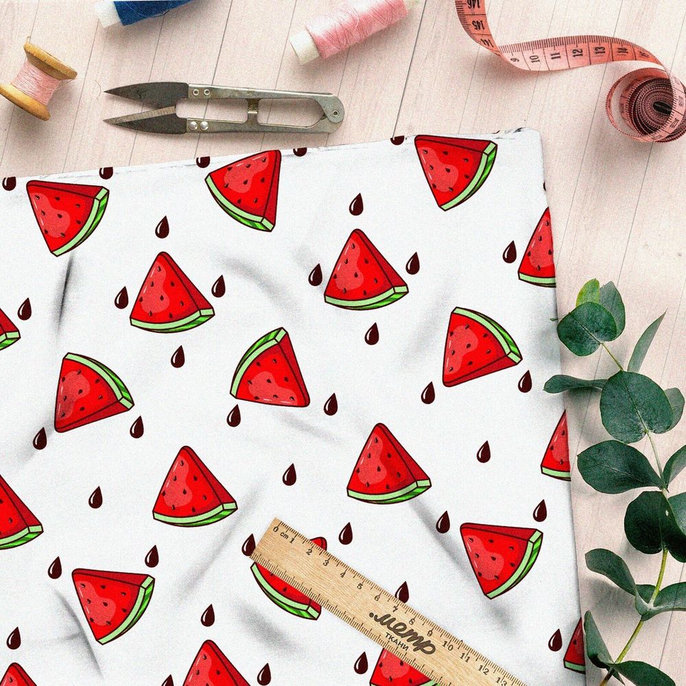 Ткань саржа арбузы кусочки