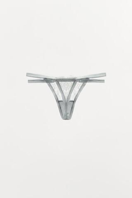 ZARA КОМБИНИРОВАННЫЕ КРУЖЕВНЫЕ ТРУСЫ, СЕРО-СИНИЙ