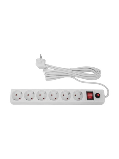 Сетевой фильтр Gigant с заземлением белый ПВС 3x1мм2, 6 розеток, 5м 80108