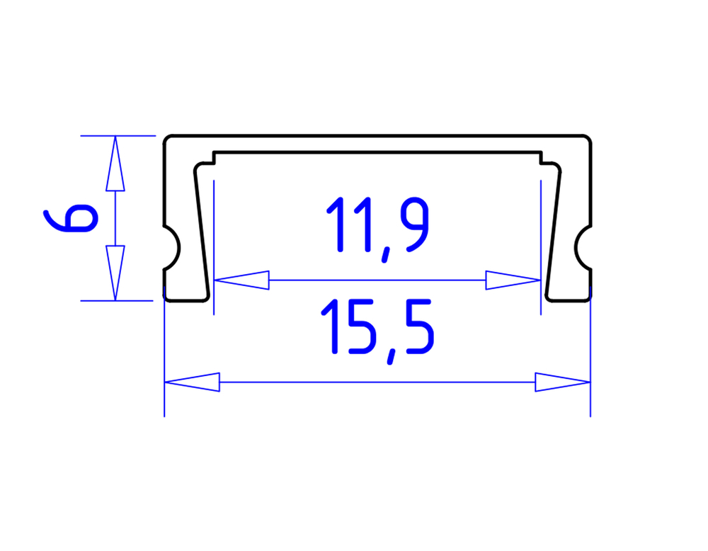 GP1700BK черный 2000*15.5*6
