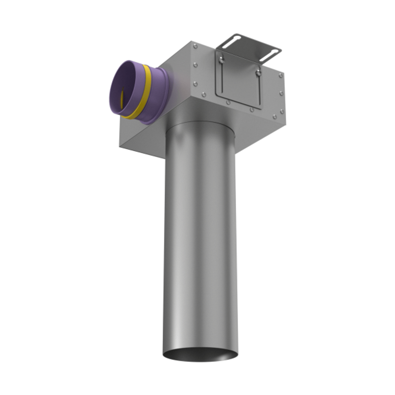 Присоединительная коробка потолочная VPSL 125/90×1 на 1 выхода (L=400 мм), круглая