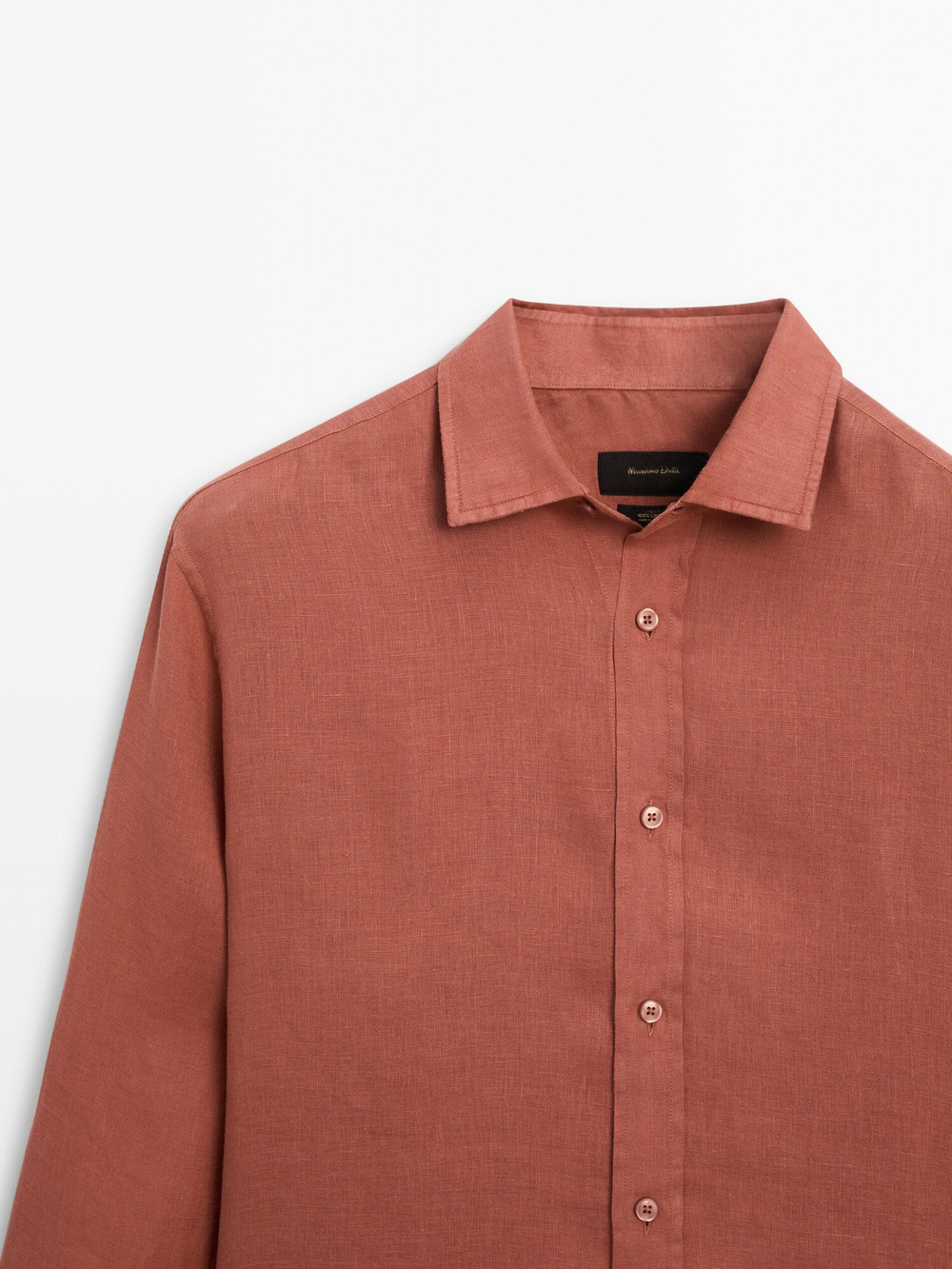 Massimo Dutti Рубашка классического кроя из 100% льна, оранжевый