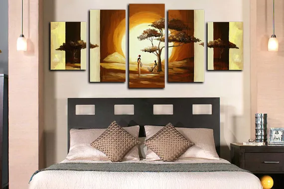 Модульная картина "Дерево на закате"