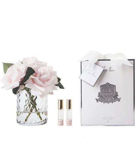 Букет розовых французских роз в прозрачной вазе "ёлочка", Cote Noire