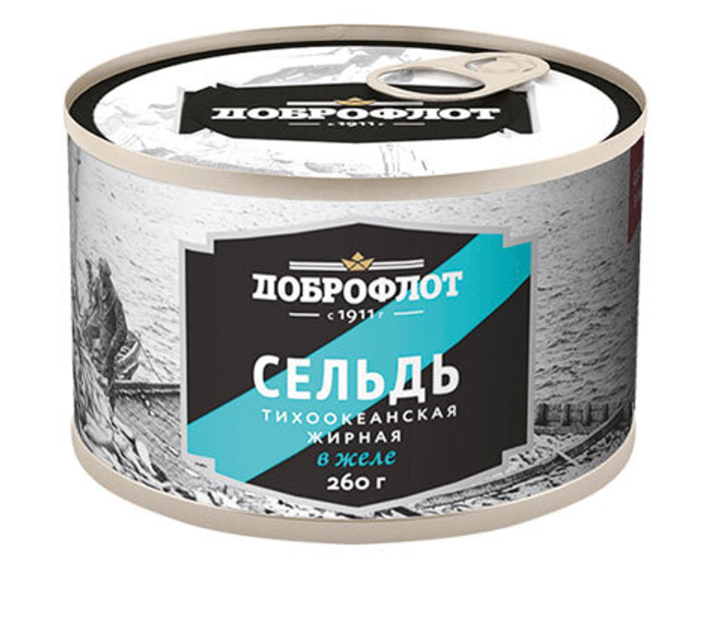 Сельдь Доброфлот тихоокеанская жирная в желе 260 г