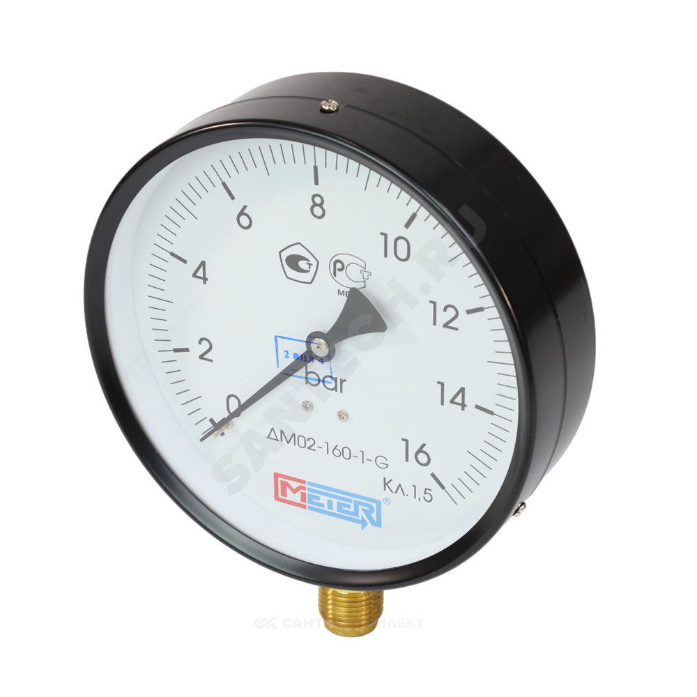 Манометр ДМ02-160 радиальный Дк160мм 0-25 кгс/см2 кл.1,5 G1/2" Метер