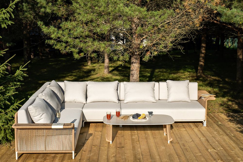 "Мальдивы" трансформирующаяся лаунж-зона из искусственного ротанга, цвет соломенный