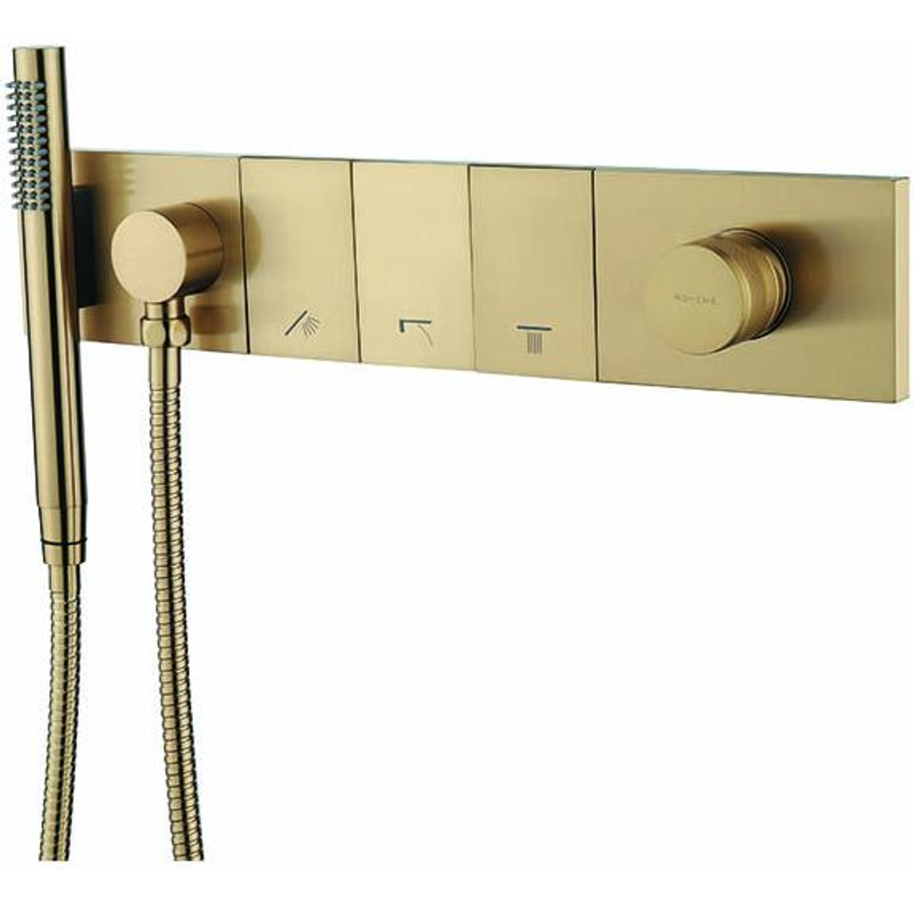 Встраиваемый смеситель для душа и ванны Boheme ZODIAC 132-SYS-MG с ручным душем, MAT GOLD
