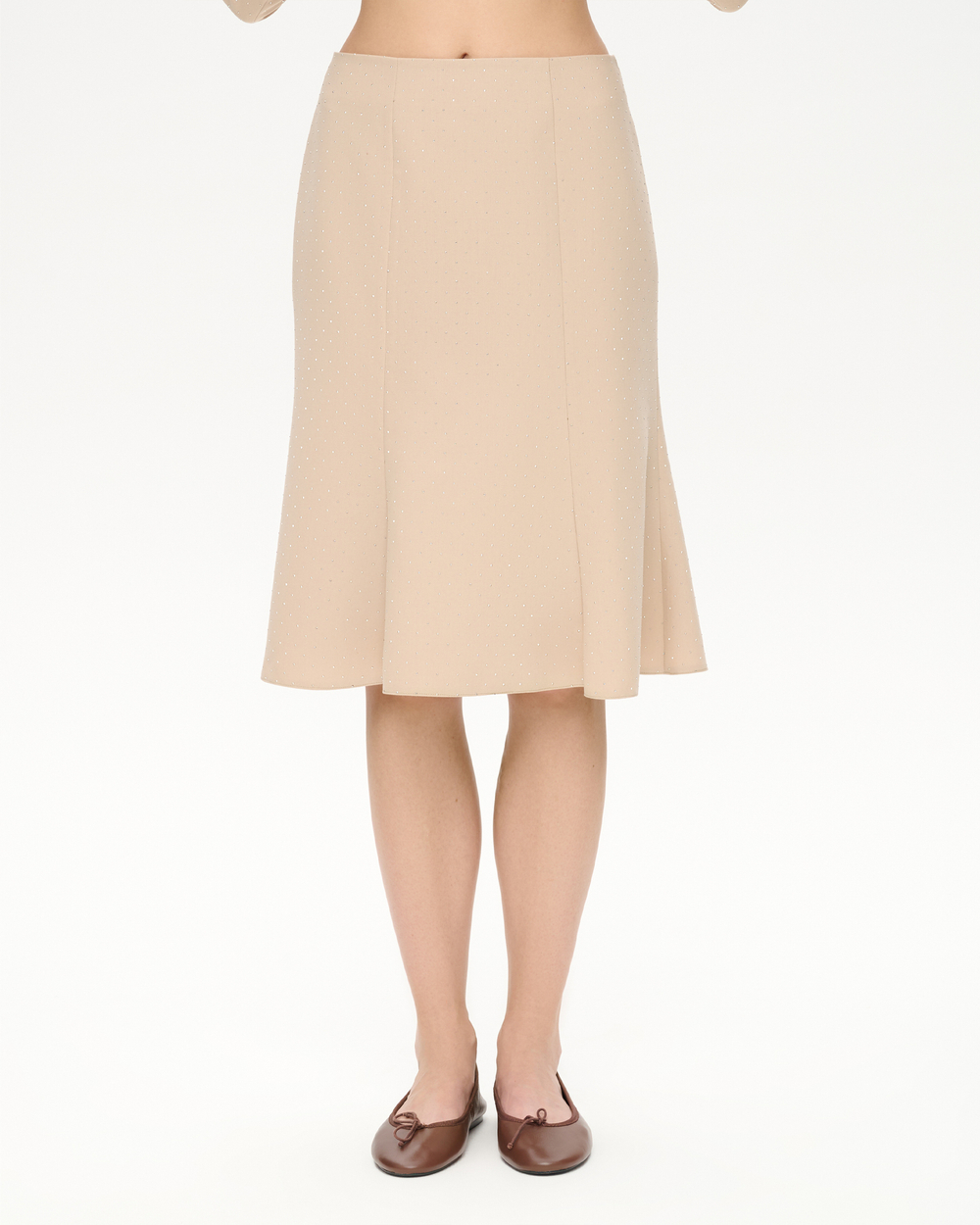 Юбка миди из костюмной ткани со стразами