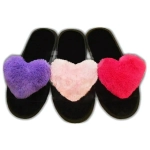 Тапочки домашние женские «Большое сердце» верх велсофт, декор. отделка-искус. мех, 38р