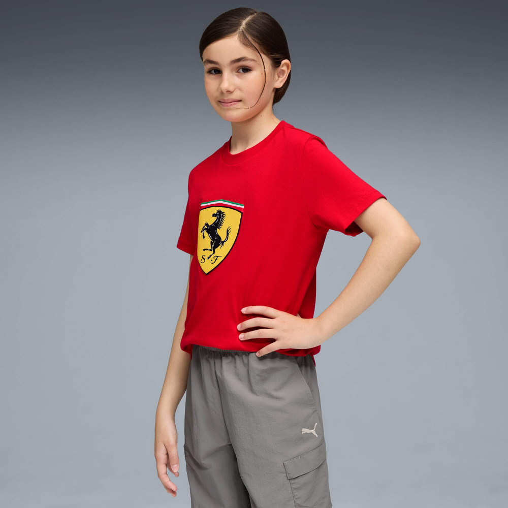 PUMA X SCUDERIA FERRARI ФУТБОЛКА С ЦВЕТНЫМ БОЛЬШИМ ЩИТОМ SPORTSWEAR, КРАСНЫЙ