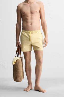 ZARA ПЛАВКИ SEERSUCKER, ЦВЕТ ОЛИВКОВОГО МАСЛА