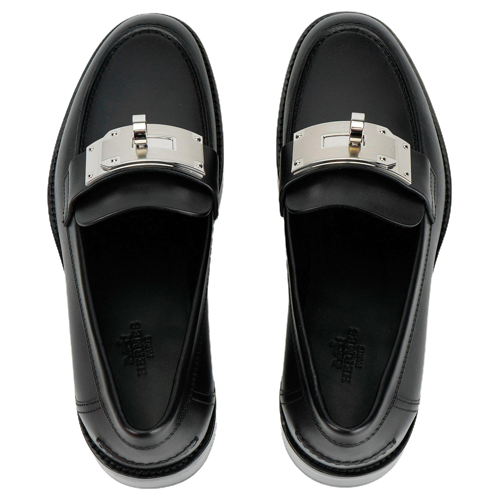 HERMES Hot Loafer Noir Calfskin Leather