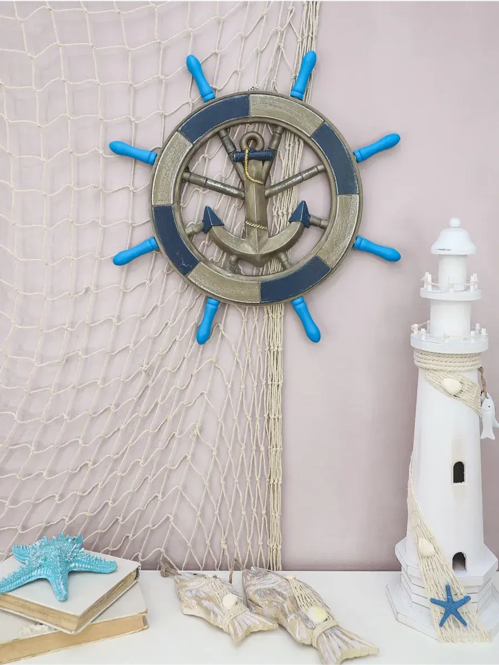 Декор для дома на стену "Штурвал" 43 см