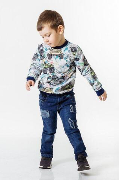 Джинсы для мальчика ОР718Б 98р. с декоративной отделкой