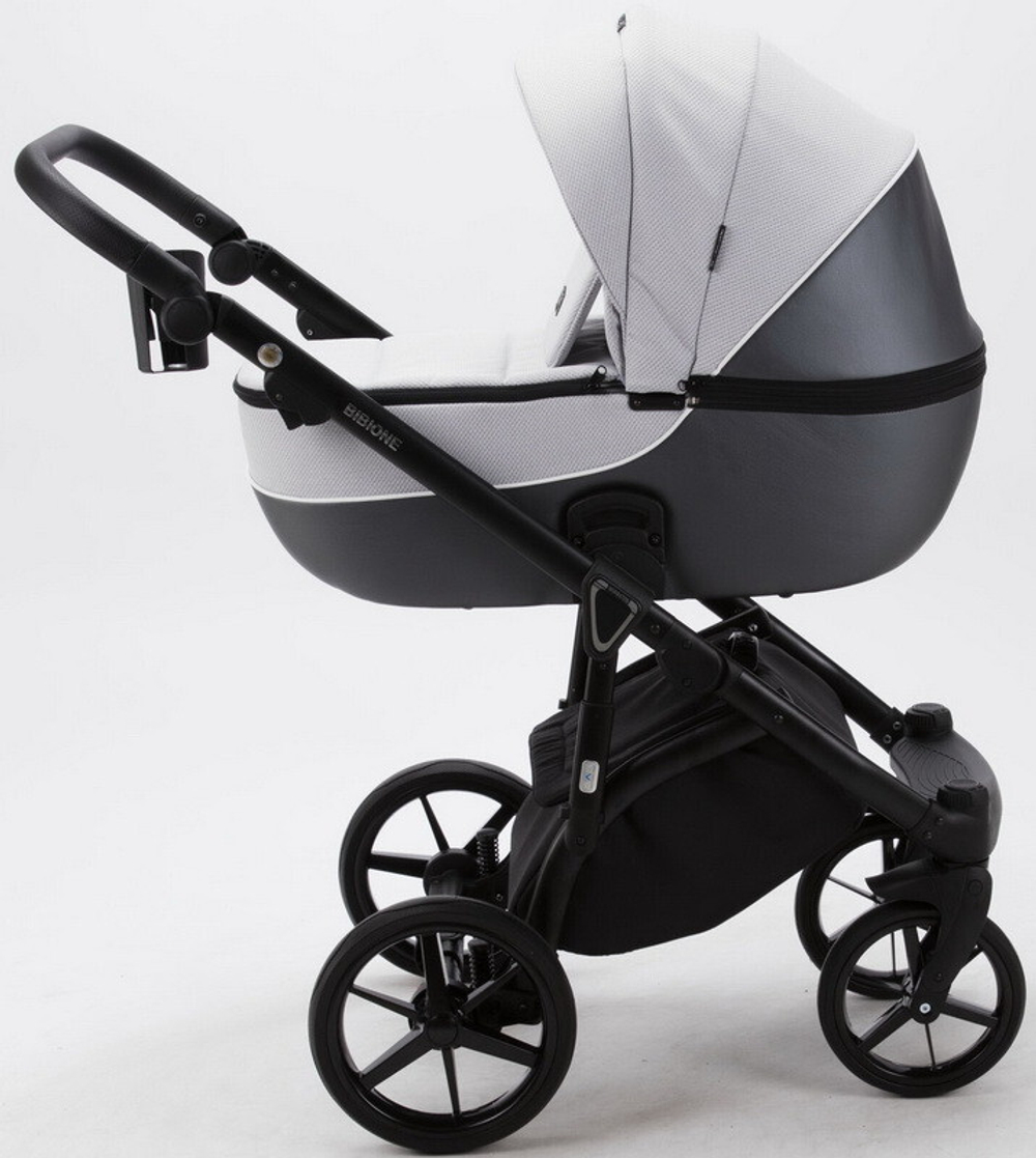 Детская коляска Adamex Bibione 2 в 1 BI-TSB13 (СВ.СЕР.ЖАКАРД+Т.СЕР.ПЕРЛ.КОЖА)