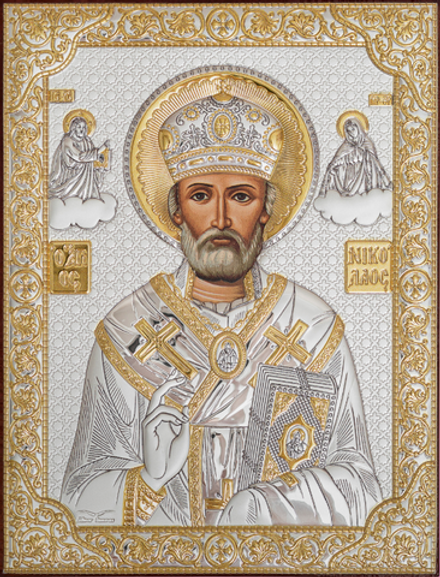 Николай Чудотворец, икона прямоугольная без рамки, красное дерево 120х160