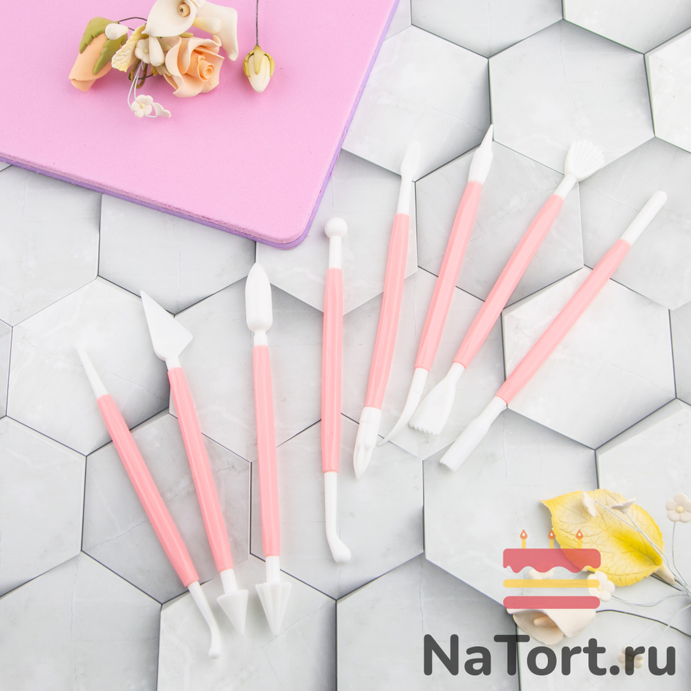 Комплект инструментов для моделирования кондитерских украшений (8 шт)