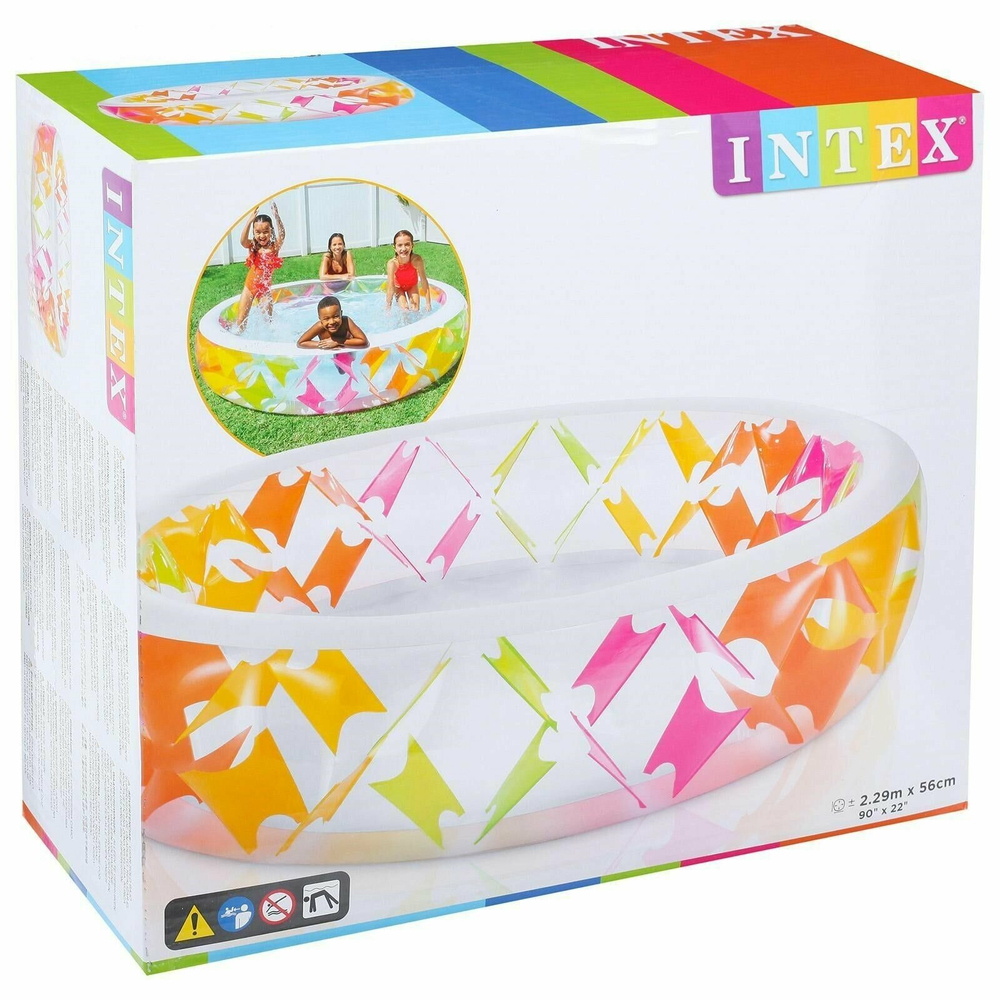 Бассейн надувной Intex 56494 Summer Joy 229х56 см / Круглый трехсекционный бассейн Летняя Радость Интекс для дачи и отдыха