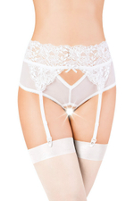 Эротические кружевные трусики-пояс c высокой посадкой (42-44) (Цвет: белый)