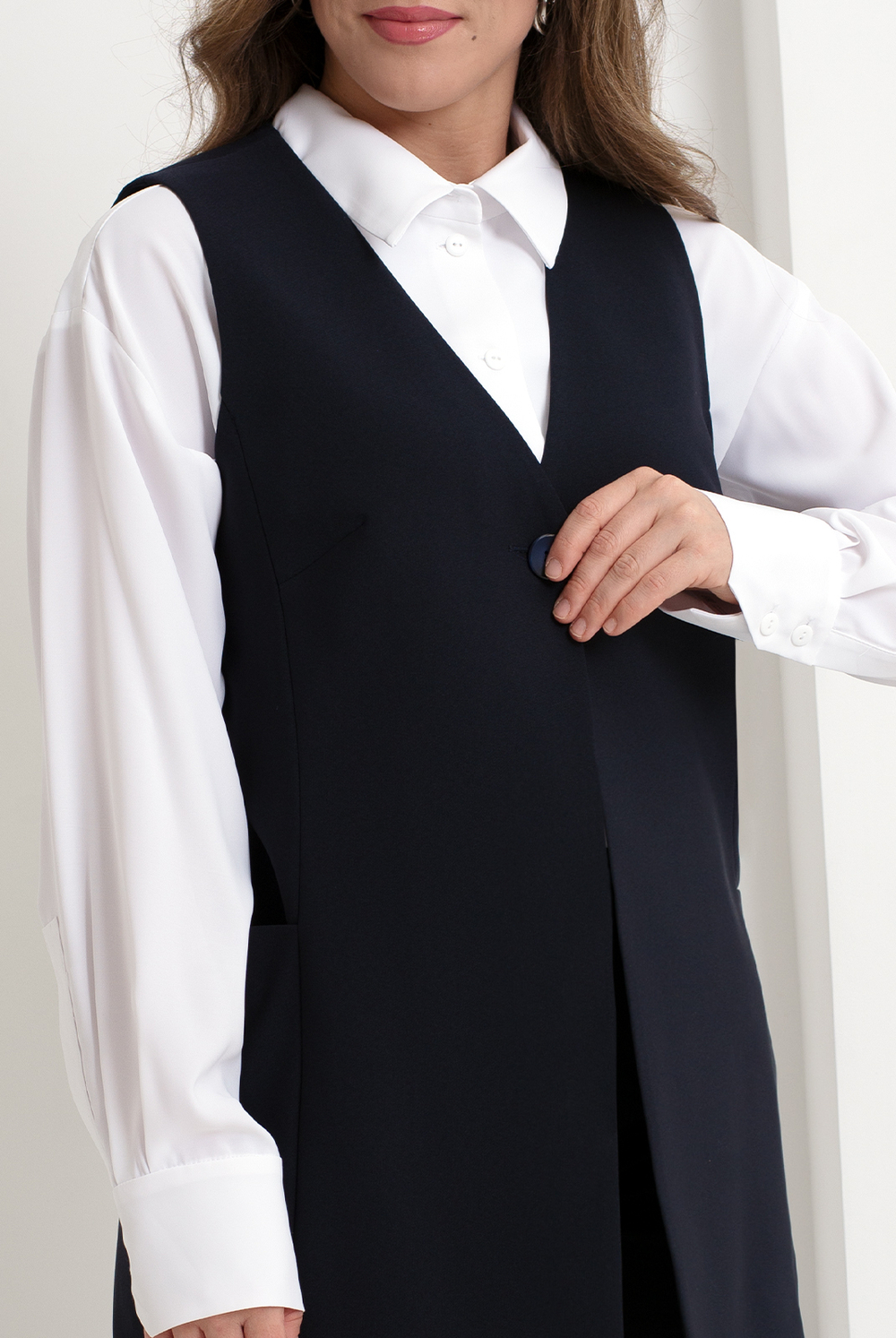 Удлинённый жилет 2980АЕ, Тёмно тёмно син #70ТТСи062980АЕ