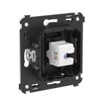 Розетка компьютерная RJ-45 без шторки в стену, кат.5е одинарная, Avanti, Черный матовый 4412663 DKC