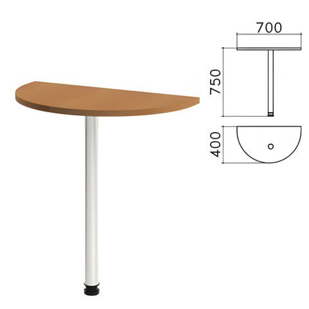 Стол приставной полукруг &quot;Монолит&quot;, 700х400х750, цвет орех гварнери (КОМПЛЕКТ)
