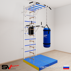 Шведская стенка Sv Sport усиленная 6425 (Турник рукоход/Брусья/Лестница/Цепь/Мешок 15кг/Мат 1м)