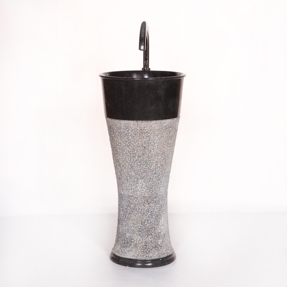 Раковина напольная из мрамора Pedestal Dandang Grey/Black MN-03218 (40*40*90 см)