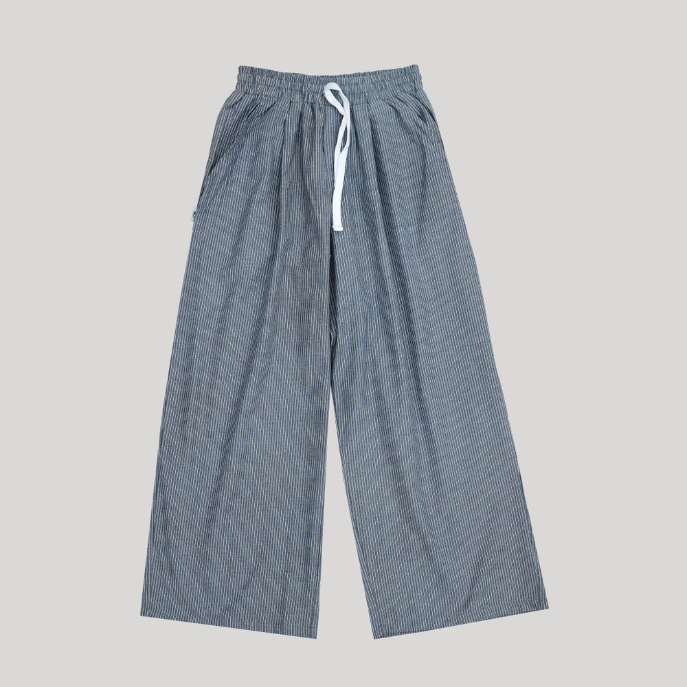 Striped Baggy Pants Dirty-Blue